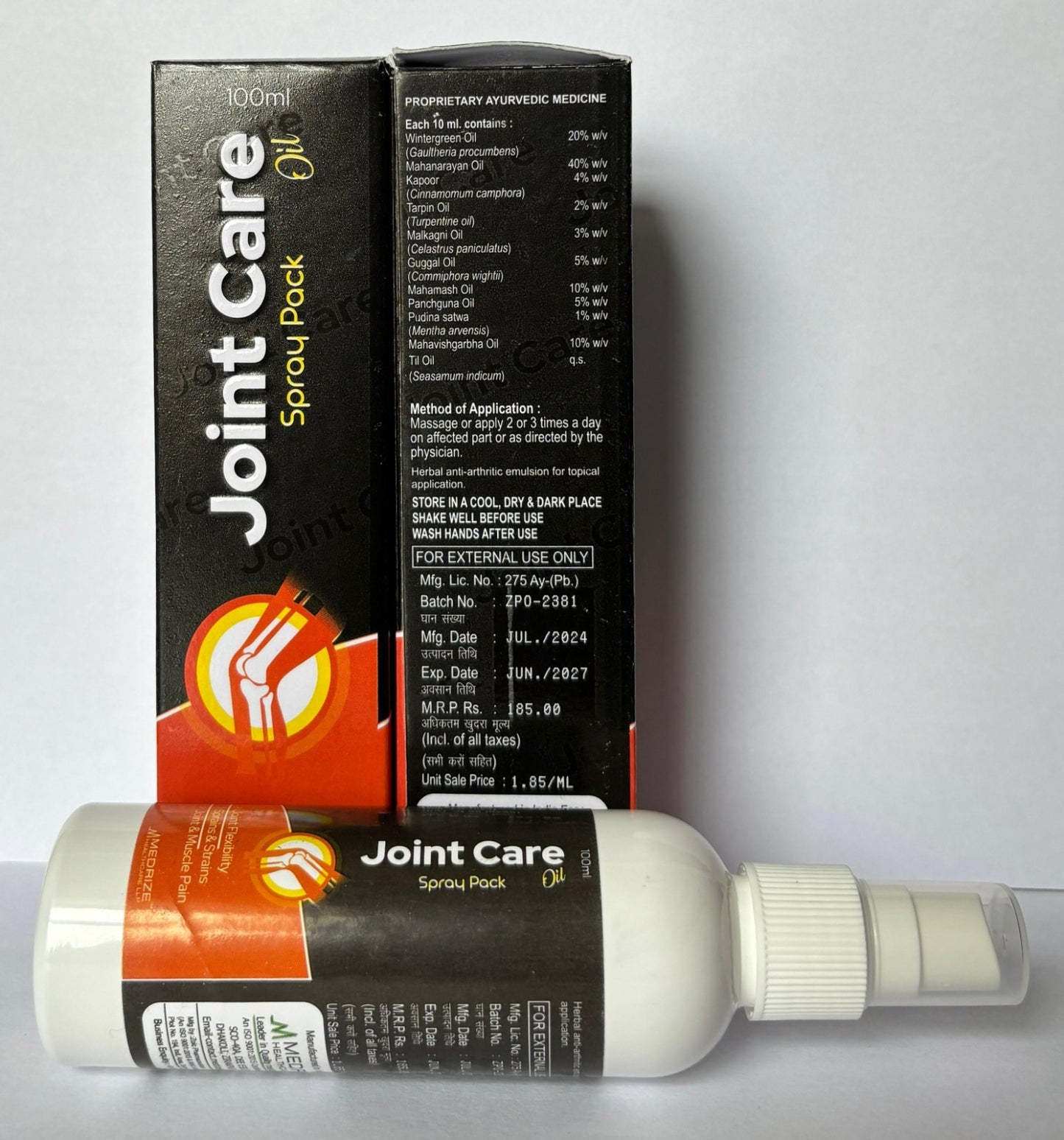 Joint care oil spray