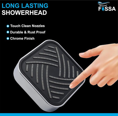 Fossa 4"x4" Square Lexo Shower Head - High Pressure Rain - Luxury Design - 1-Min Install - Easy Clean Adjustable for Your Bathroom Shower Heads (With 9" Arm)-3