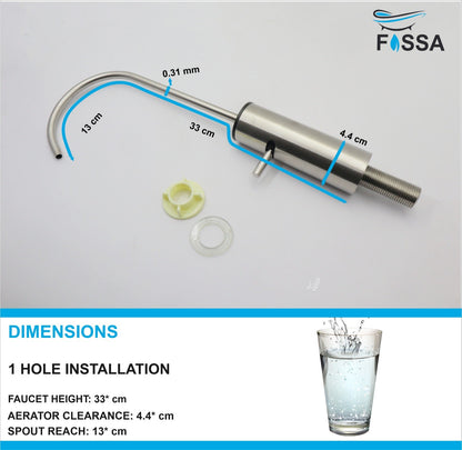 Fossa Opera J Bend RO Tap Kitchen Water Filter Faucet, 100% Lead-Free Drinking Water Faucet Stainless Steel Brushed Nickel Finish (Silver)-1
