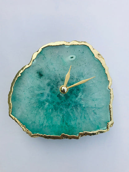 Aqua Agate Desk/Wall Clock/Personalised Momento-1