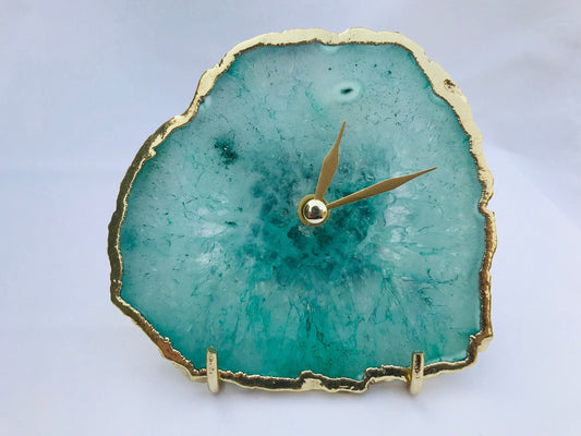 Aqua Agate Desk/Wall Clock/Personalised Momento-0