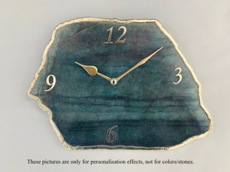 Aqua Agate Desk/Wall Clock/Personalised Momento-4