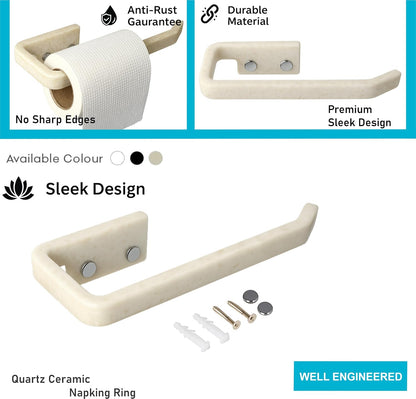 Fossa Classic Unbreakable Wall Mounted Ceramic Napkin Ring & Towel Holder for Bathroom & Kitchen – Space-Saving, Anti-Rust Towel Hanger | Stylish Bathroom Accessory – Ivory (Glossy Finish)-4