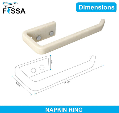 Fossa Classic Unbreakable Wall Mounted Ceramic Napkin Ring & Towel Holder for Bathroom & Kitchen – Space-Saving, Anti-Rust Towel Hanger | Stylish Bathroom Accessory – Ivory (Glossy Finish)-1