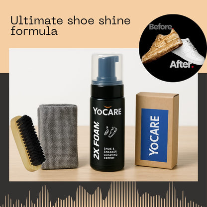 Instant Shoe Cleaning Kit | 150ml Shoe Cleaning Foam & 1 All-Purpose Brush, White Shoe Cleaning Kit, Shoe Cleaner Kit For Sneakers, Sports, Suede, Rubber | Shoe Cleaner Foam Spray